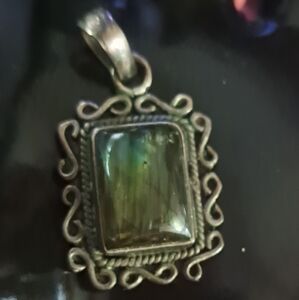 Labradorite Rectangle Sterling silver pendant